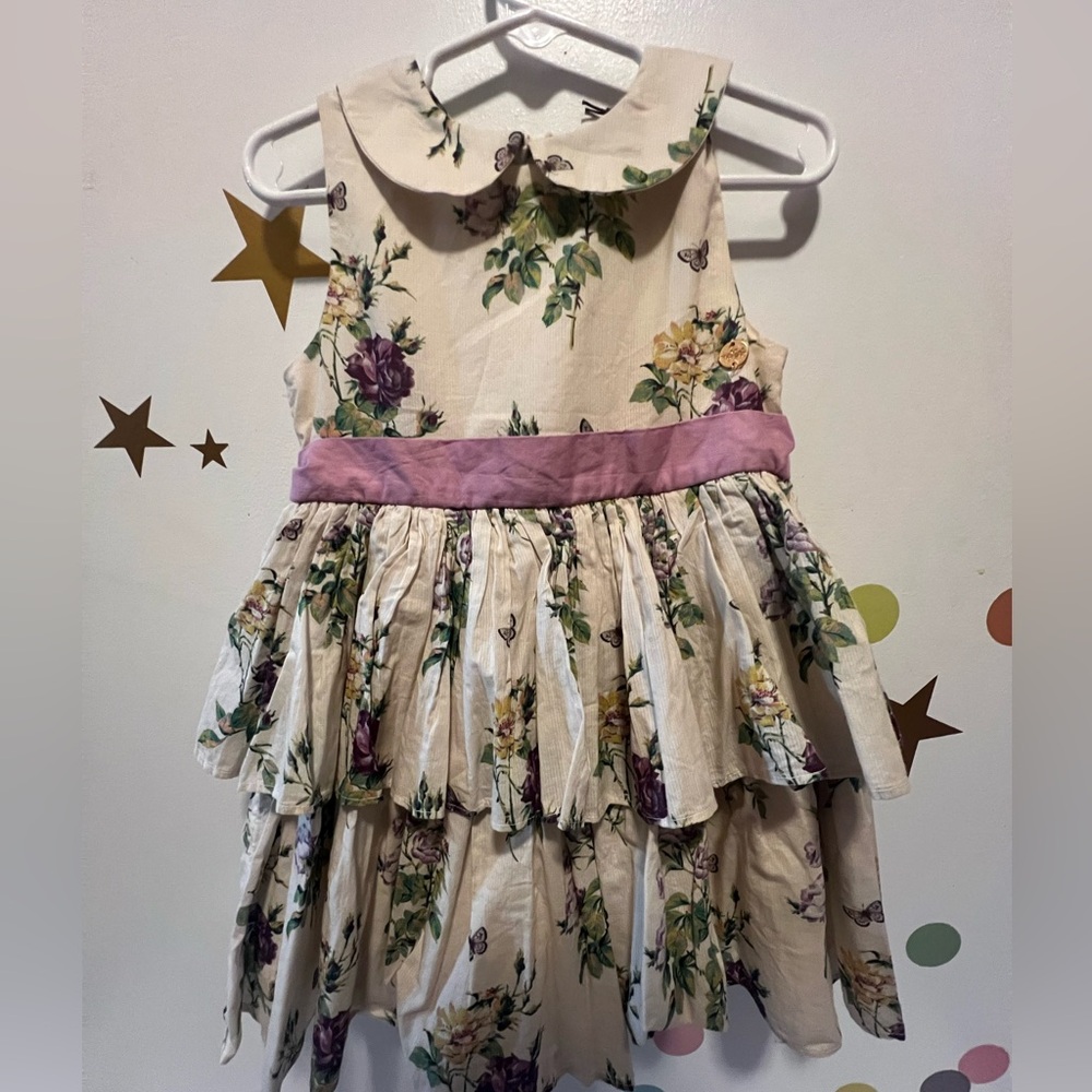 Laura Ashley Floral Dress with Purple and Pink Details